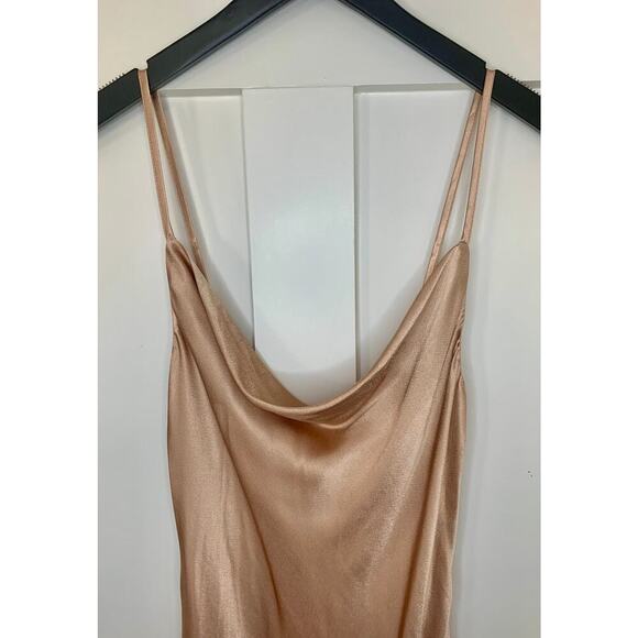 Shona Joy La Lune Bias Maxi Dress in Desert Rose Size 4 Cowl Neck Front Split - Picture 4 of 9